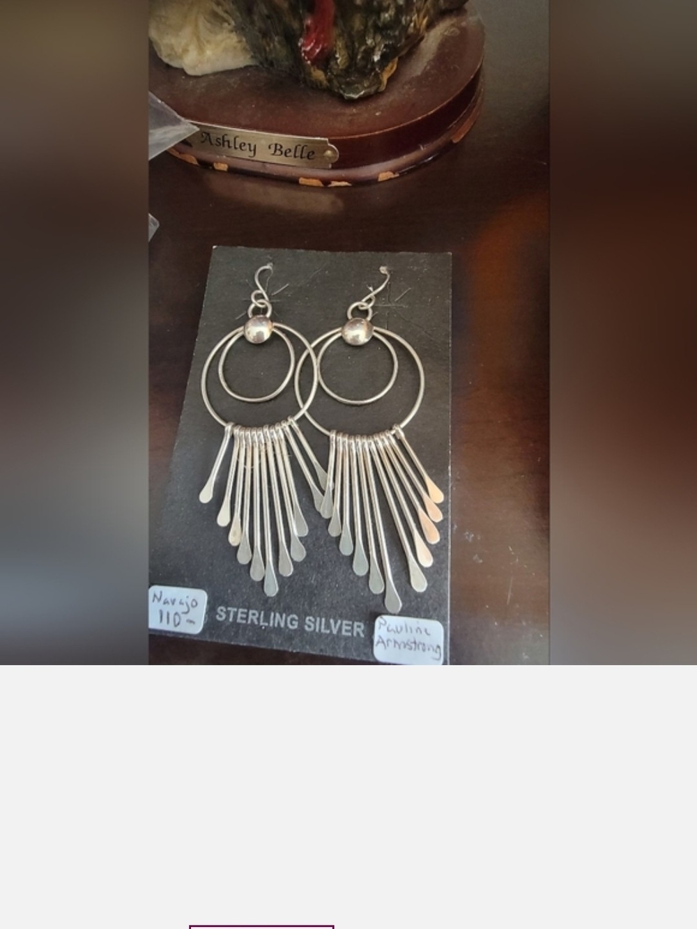 Native American Sterling Silver Dangling Hoop Fringe Earrings